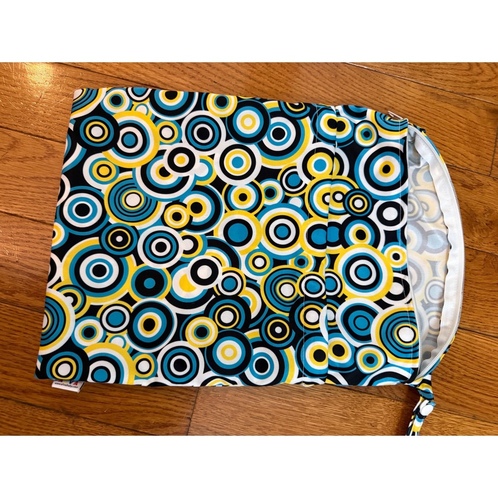 Alvababy Wet Dry Bag Blue Yellow Geometric Circle Cloth Diaper Travel Bag
